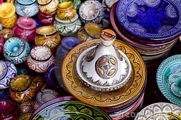 Decorated Tagine And Traditional Morocco Souvenir