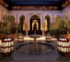 interior courtyard decoration. Arches and fountain, Marrakech, Riad