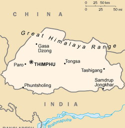 Map of Bhutan