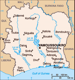 Map of Cote d`Ivoire