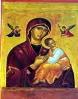 An Icon painting of the Virgin Mary and Child