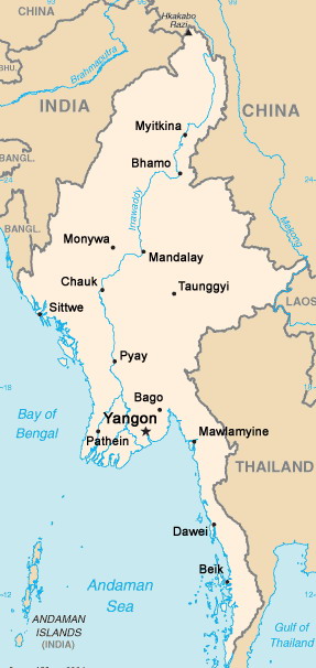 europe map cities. Map of Myanmar