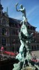 Brabo Fountain with townhall, Antwerp