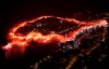 100 years celebration of Football club Hajduk Split - flares across Dubrovnik CIty Walls, Dubrovnik