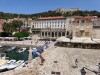 Hvar main square and the view of the hilltop fortress, Hvar