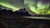 Northern lights over Vestrahorn, Vestrahorn Mountain East Iceland