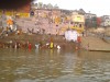 morning rituals of hindus on banks of holy ganges, Varanasi, boat ride on ganges