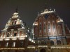 Blackheads'House at night, Riga