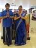 A foreign couple dress in Sri-Lanka traditional dresses, Kandy, Silk Factory