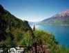 View from Grand Hotel Giessbach over Lake Brienz - Alps, Zurich